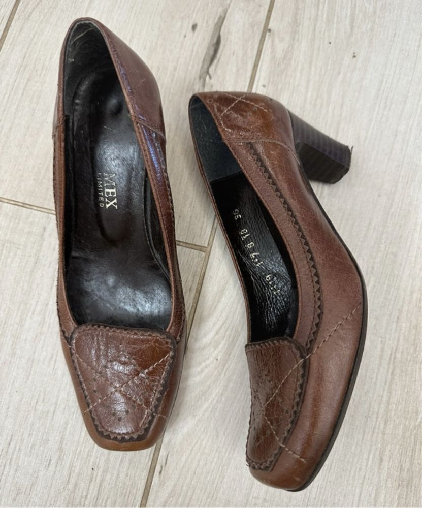 Skórzane brązowe buty rozm.36