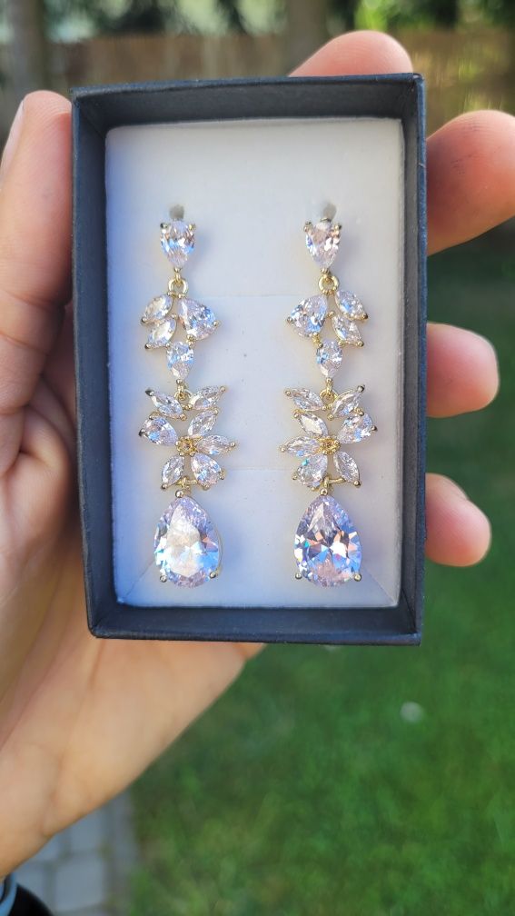 Kolczyki z kryształkami biżuteria ślubna prezent