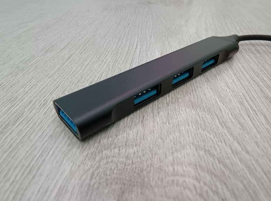 Type-c hub хаб 3.0 4 порта (USB2.0+USB3.0) серый/черный