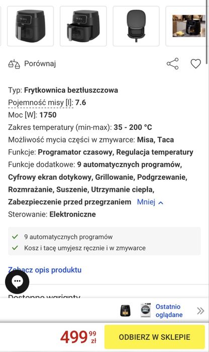 Nowy Air Fryer Frytkownica beztłuszczowa BEKO ExpertFry FRL3374B XXL