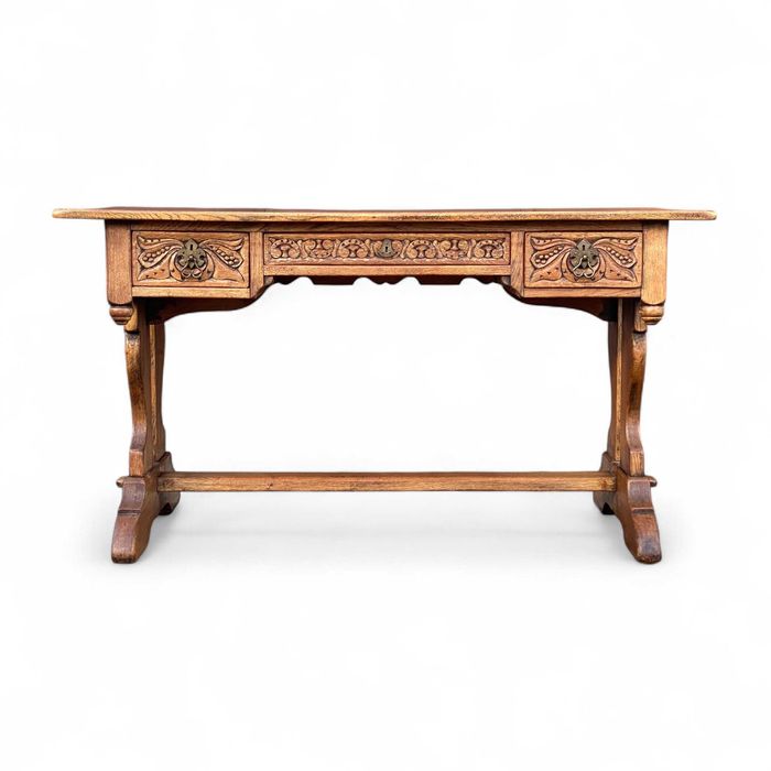 Dębowe biurko z szufladami w rustykalnym stylu, stół