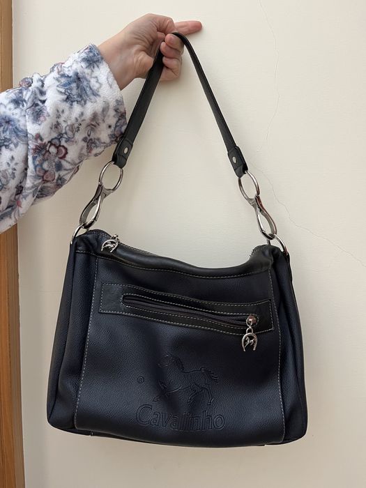 Carteira mala azul marinho Cavalinho pele