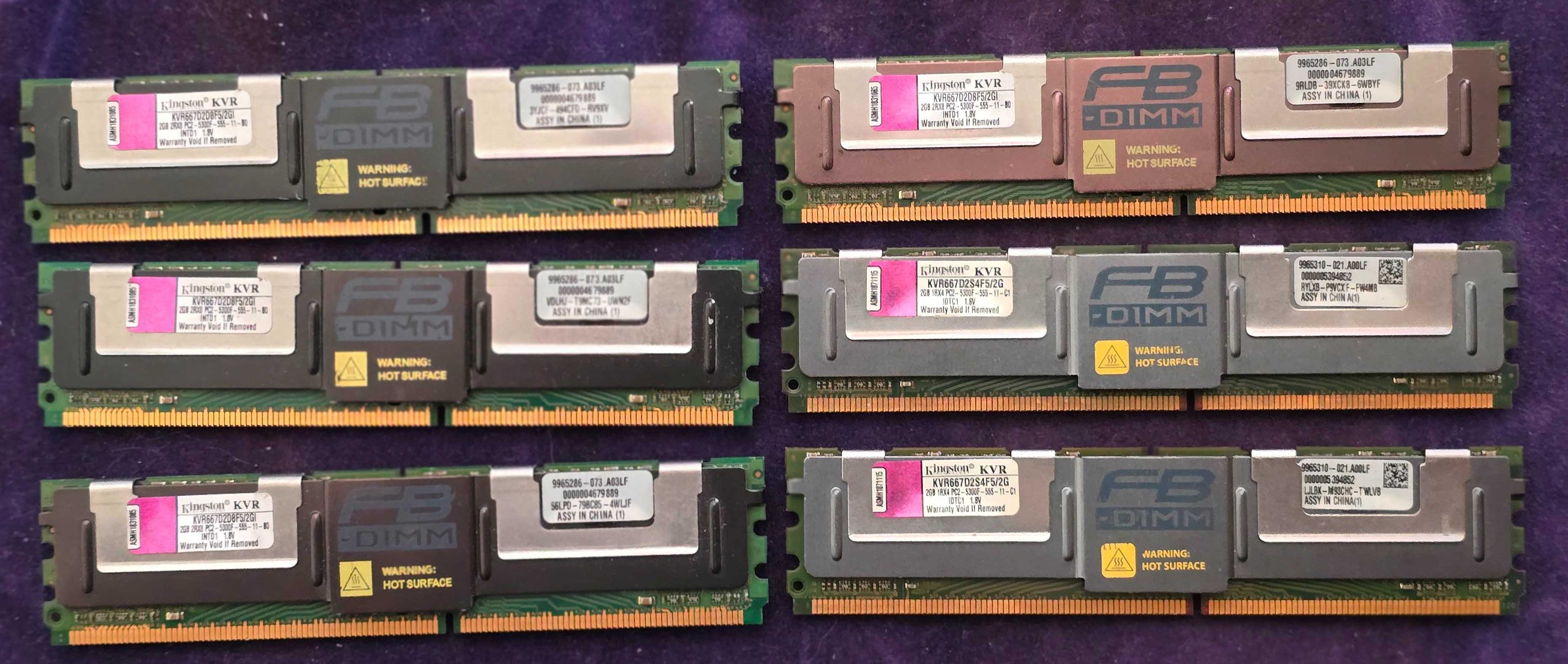 Lote de 6 Módulos de memoria FB DIMM 2 GB Cada (servidor MAC PRO)
