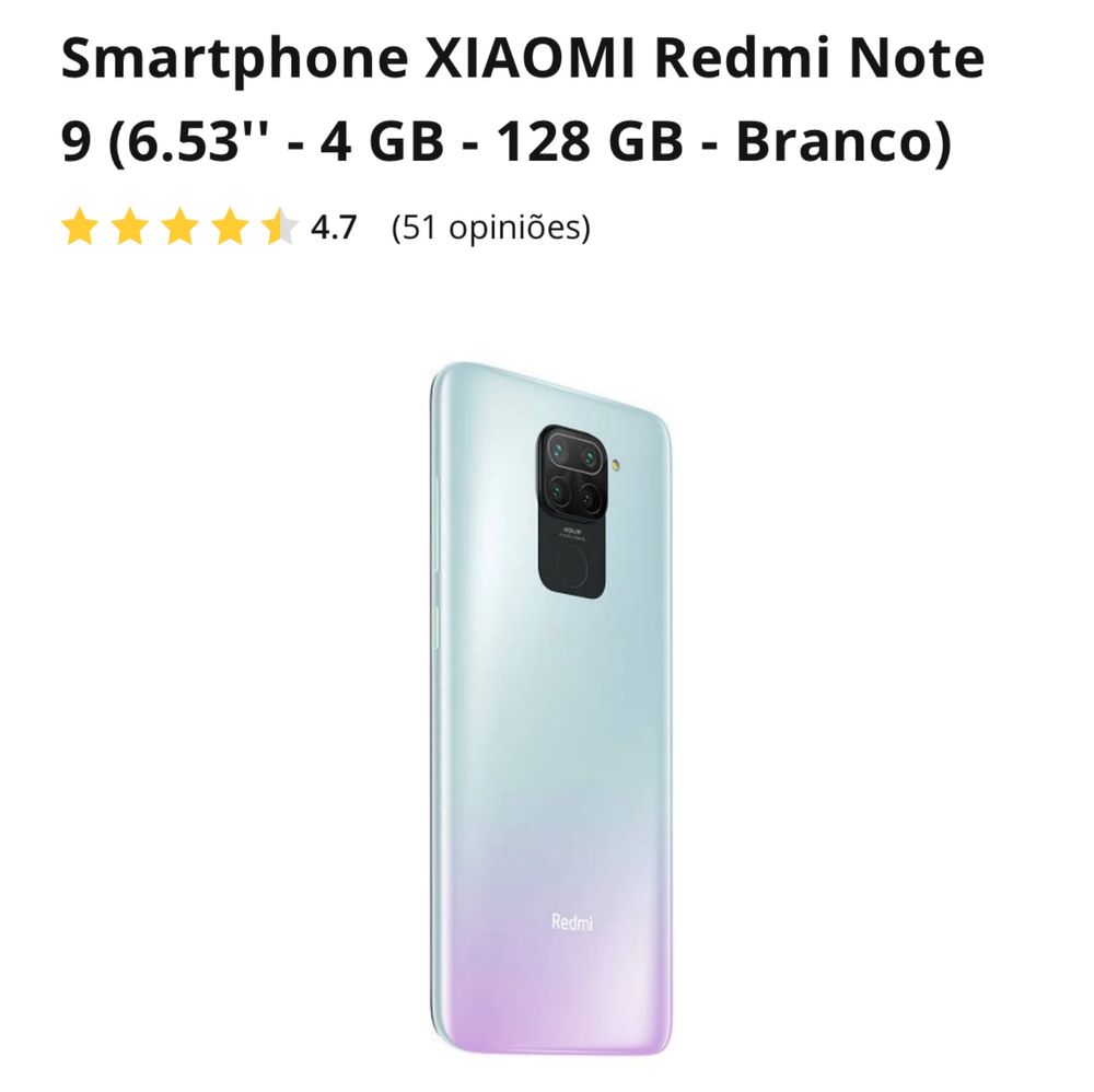 Redmi Note 9 - 128G (feminino)