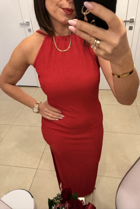 Sukienka czerwona nowa bez metki święta okazje r.M