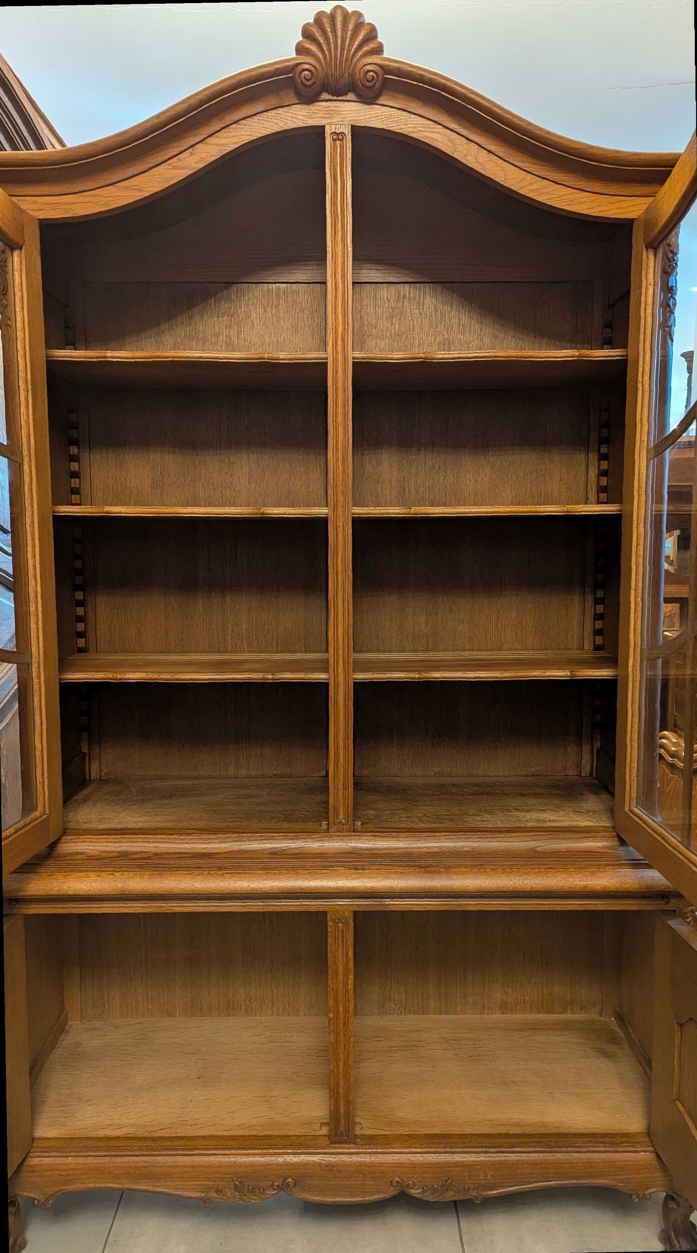Piękna dębowa witryna,biblioteka na lwich łapach-sklep DąbrowaGórnicza