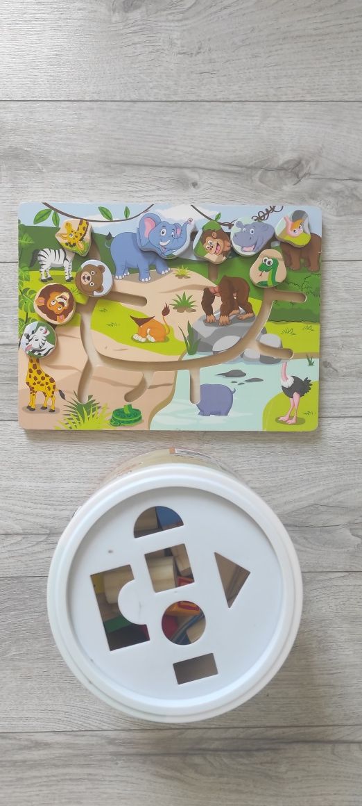 Paka zabawek drewniane Montessori Pucio Playtive Czuczu puzzle układan