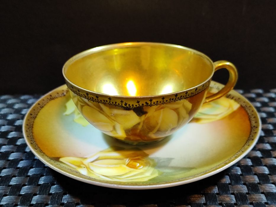 Porcelana Lettin DUO mokka złocona 24K Au Kolekcjonerska