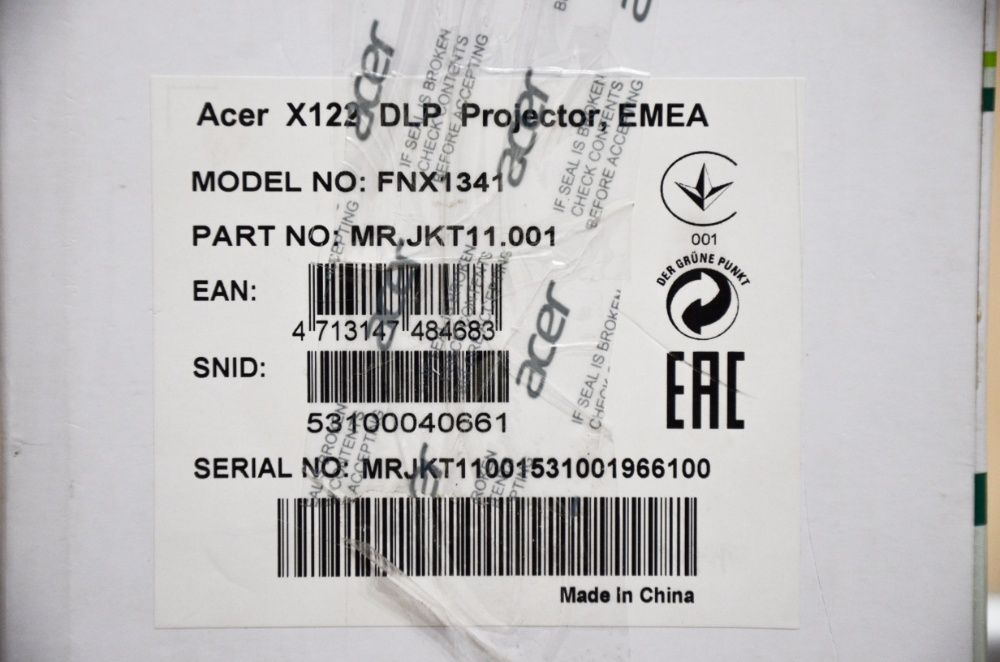 Мультимедийный проектор Acer x122 (mr.jkt11.001)