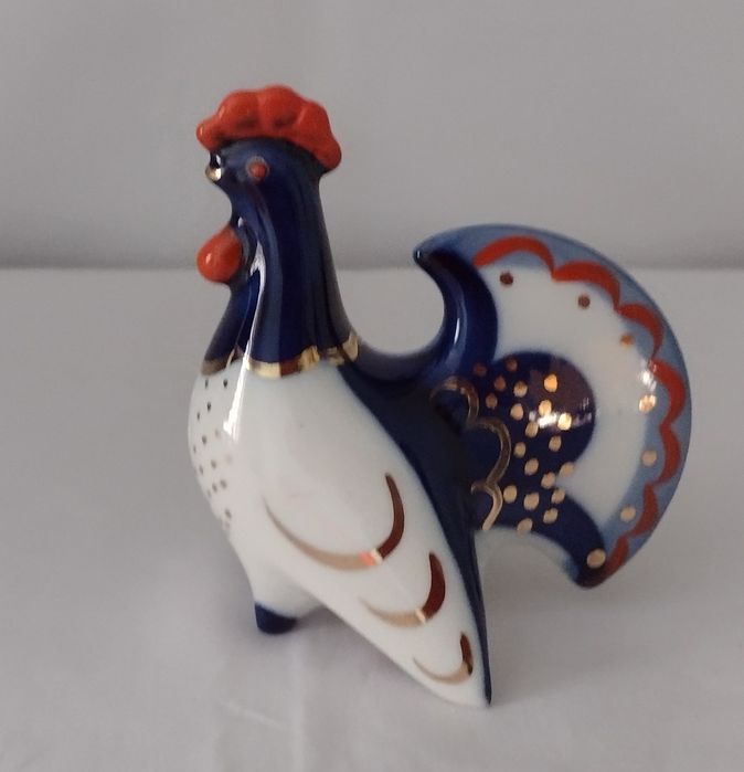Figurka Łomonosow.Kogut solniczka.