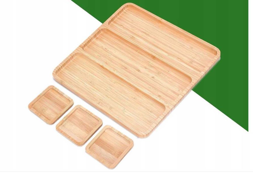 DESKA TACA do serwowania serów przekąsek patera 33x33 cm drewniana