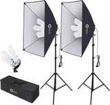 Conjunto duplo -2 tripé +2 softbox +8 lâmpadas 135w + saco