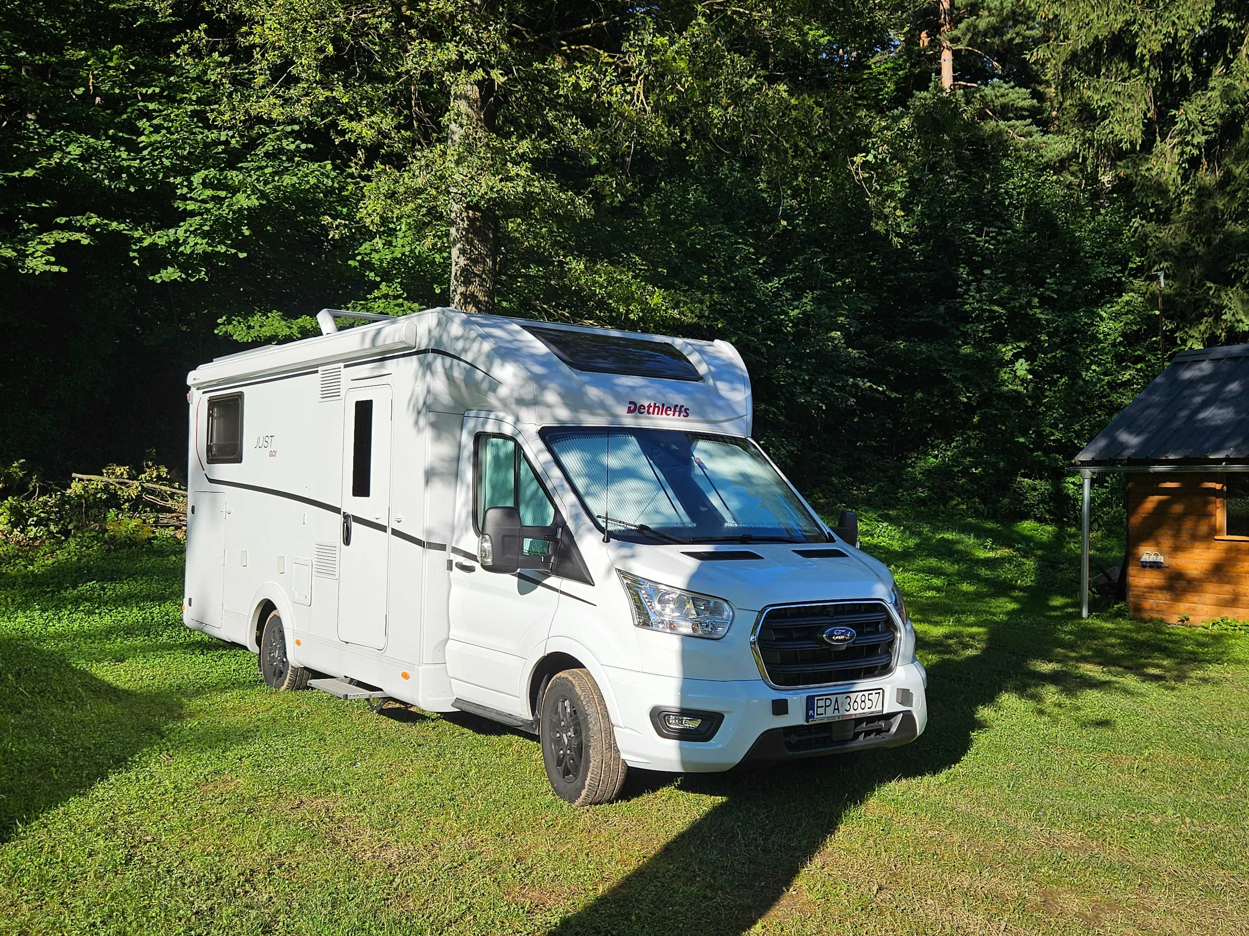 Wynajem kampera Dethleffs Łódź 4 osoby. Wakacje kamperem. Ford automat