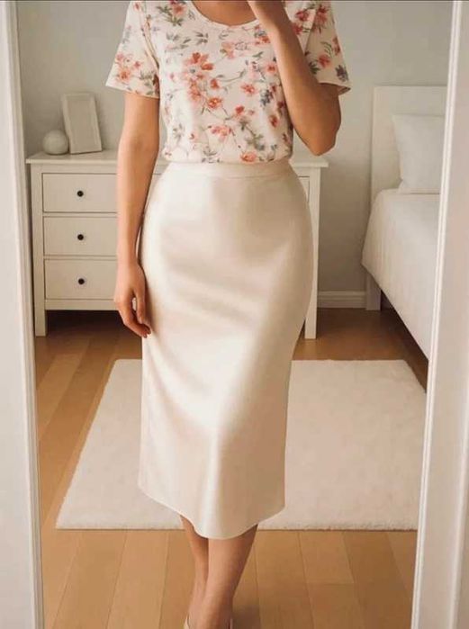 Elegancka satynowa bluzka w kwiaty