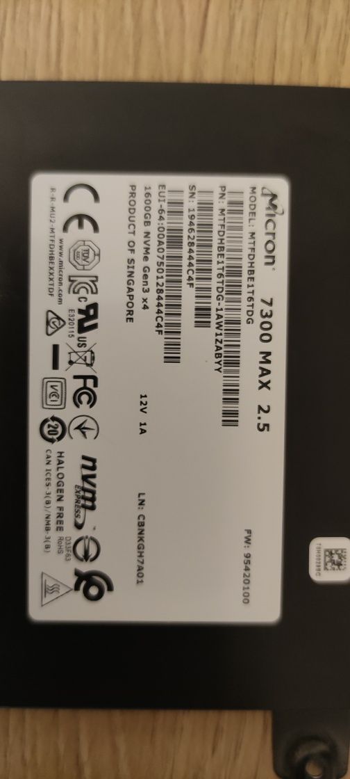 Dysk SSD Micron 7300 MAX 1.6TB NVMe PCIe 3.0 3D TLC