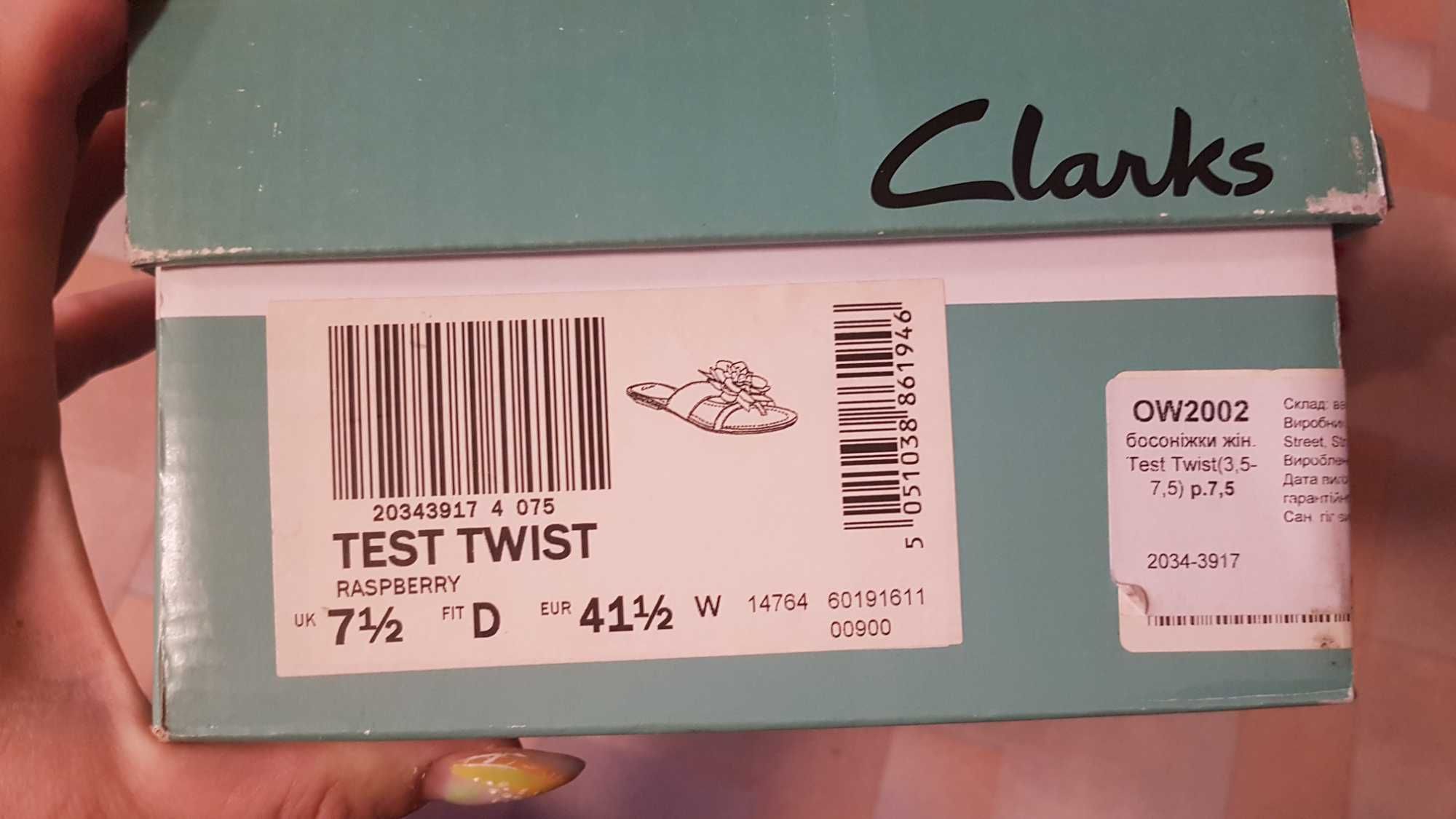 Яркие шлепанцы замша с цветком Clarks Test Twist 41,5 р-р 26,5 см