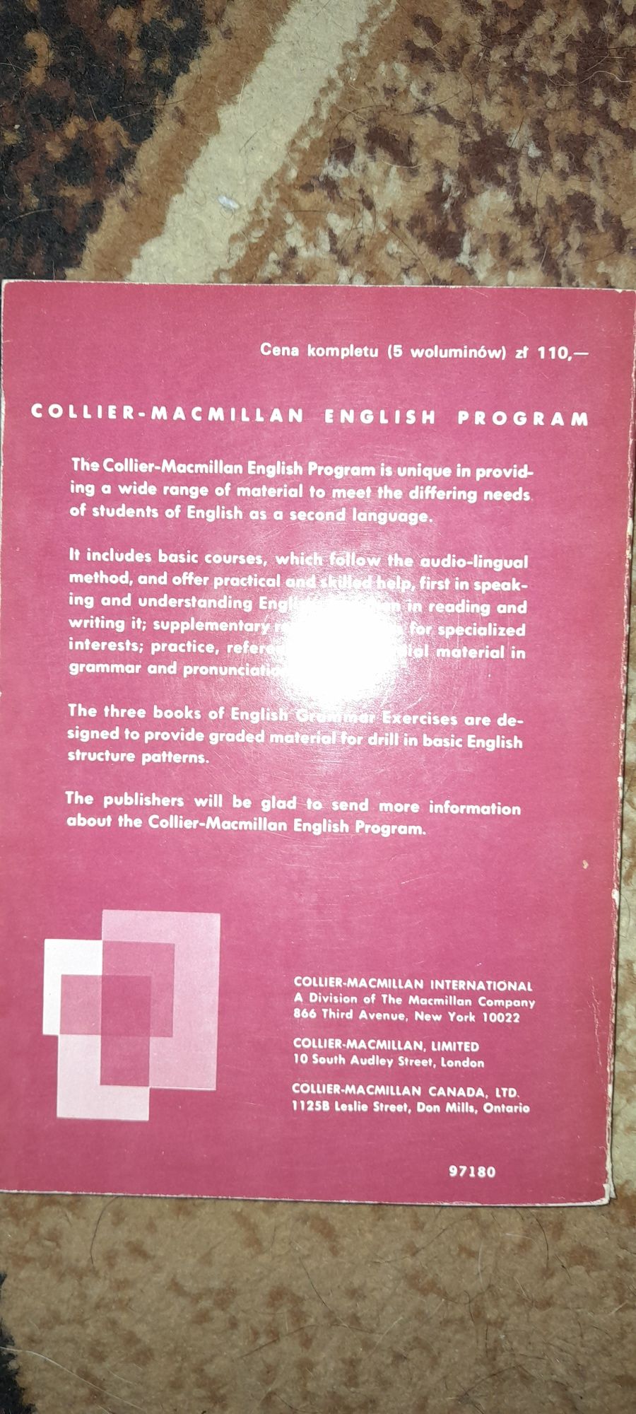 English Grammar Exercises 1 Book One - Collier-Macmillan Wyd I 1973