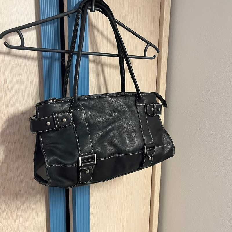 Vintage Torebka Skórzana Z Paskami Y2K Leather Bag Retro 90s
