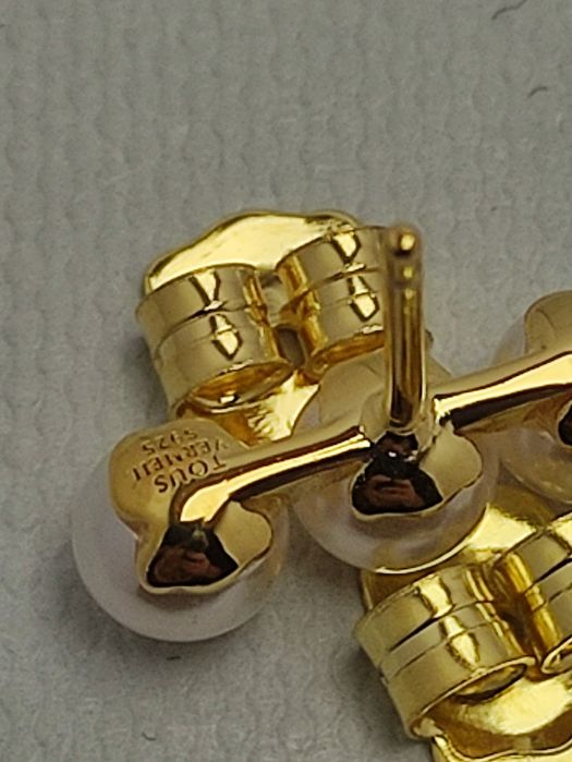 Komplet 3 kolczyków z perłami Tous żółte srebro vermeil 925