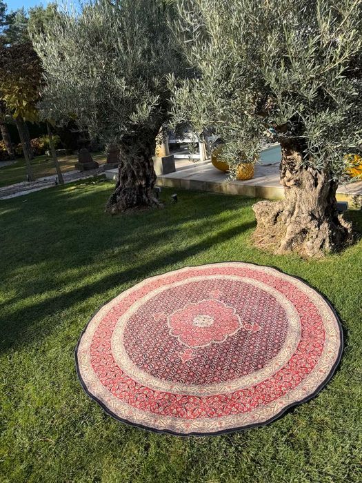 Okrągły Dywan Kaszmirowy + Jedwab Perski Tabriz 185x185 gal.18 tys