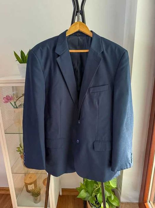 Męski granatowy garnitur komplet 54 Regular fit