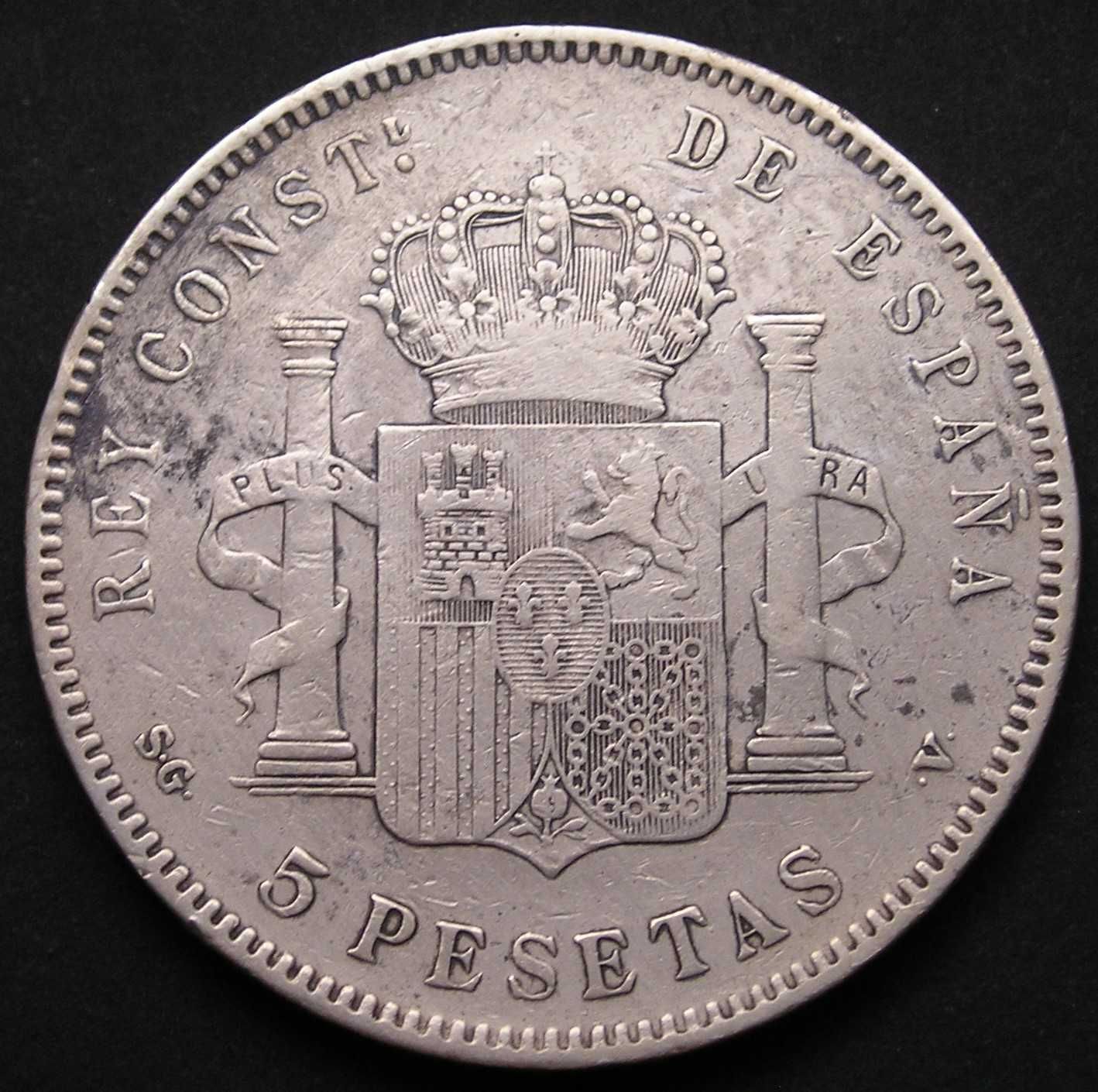 Hiszpania 5 peset 1898 - Alfons XIII - srebro