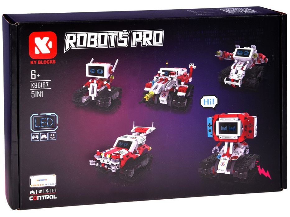 Klocki Techniczne Robots Pro 5w1 Zestaw z Pilotem i Ekranem LED