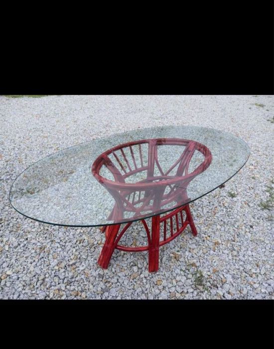 Stół szklany / ratanowy i 6 krzeseł