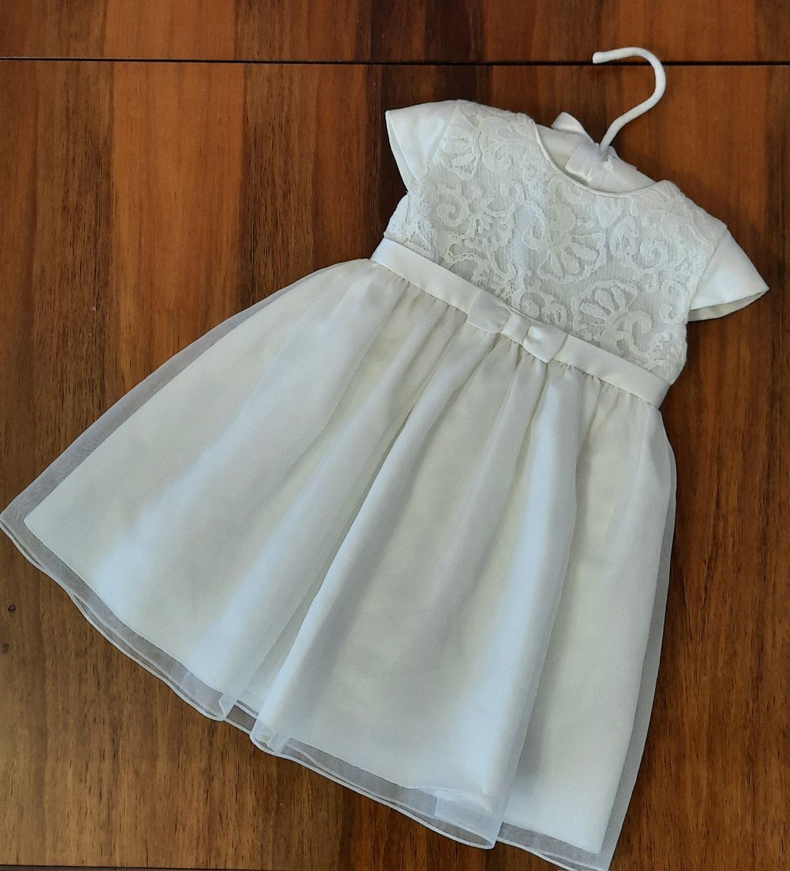 Sukienka biała do chrztu, na ślub dla dziecka, r. 86 cm