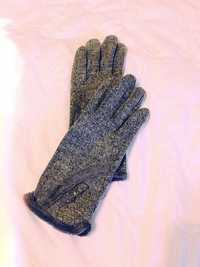 Szare rękawiczki jesień zima eleganckie