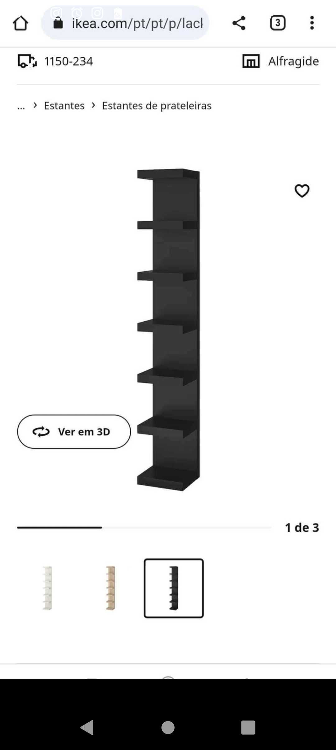 Estantes 190x30 preta e vermelha