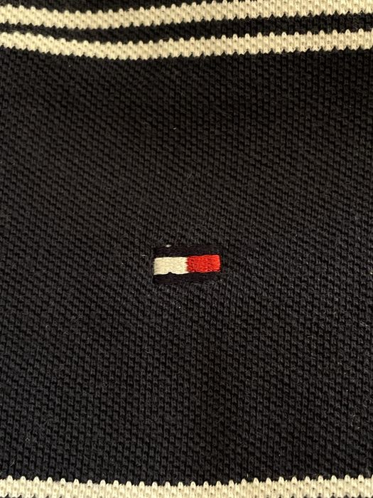 Koszulka Polo Tommy Hilfiger M granatowa paski logowana hit