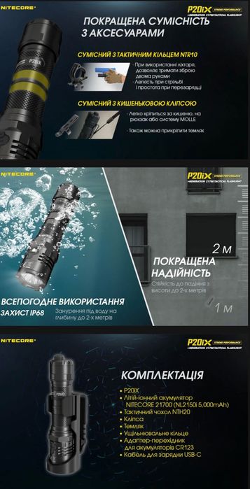 Nitecore P20iX Надпотужний тактичний ліхтар/4000люмен