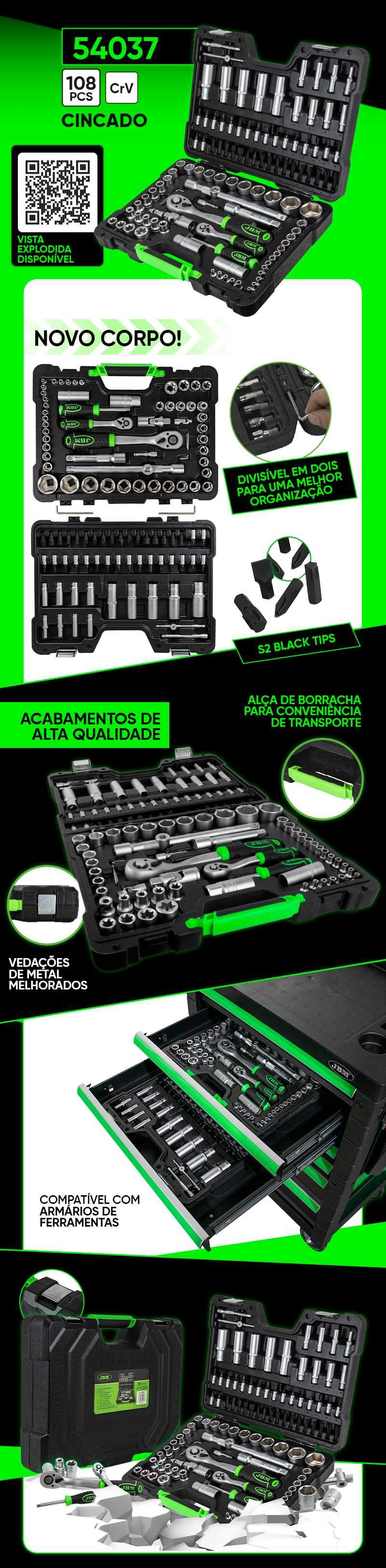 CAIXA DE FERRAMENTAS DE 108 CHAVES HEXAGONAIS 54037