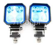 Lampa robocza LED, kwadratowa, niebieska, zestaw 2 szt.