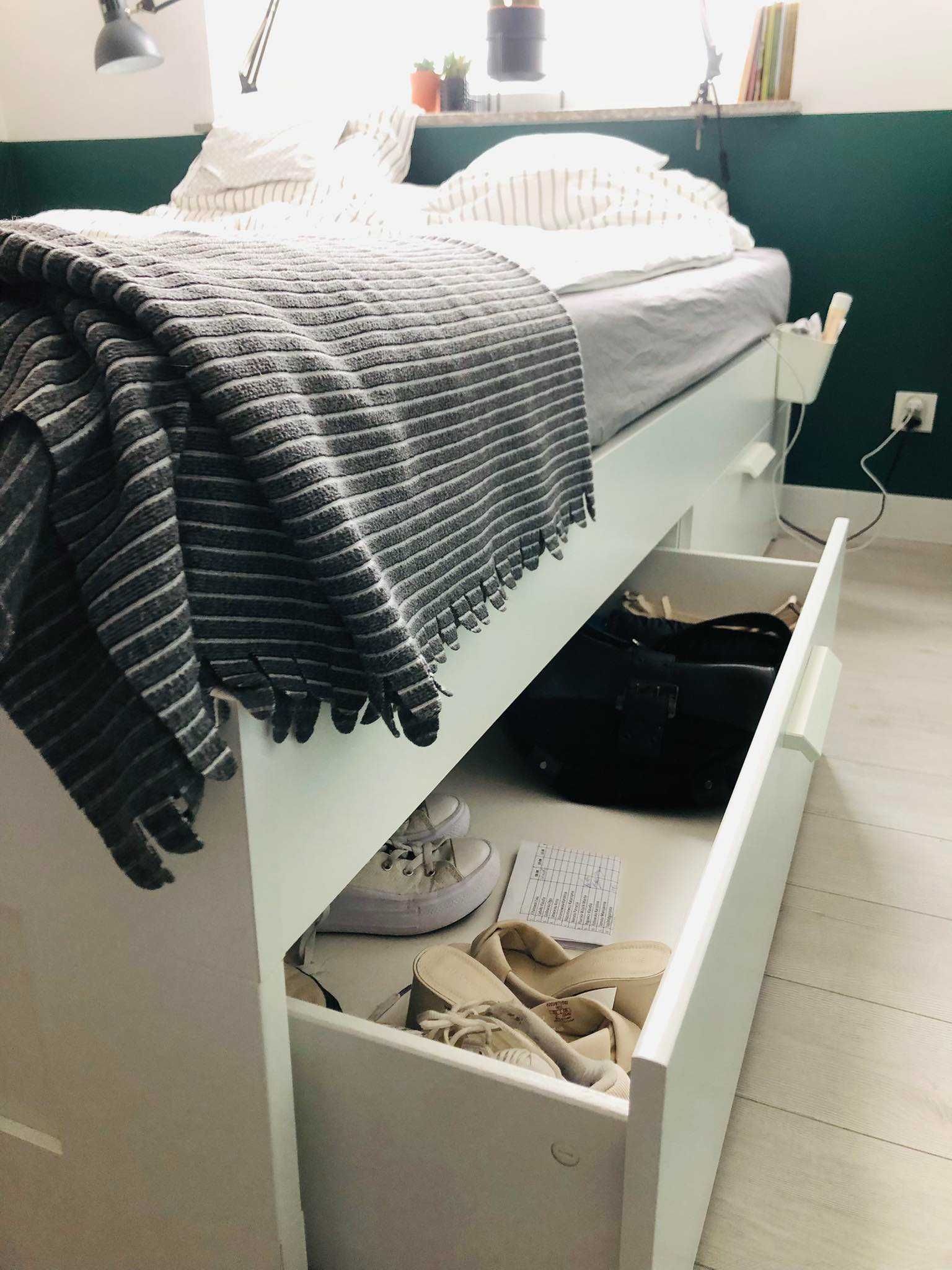 łóżko BRIMNES IKEA + dno LINDBÅDEN 160x200 cm
