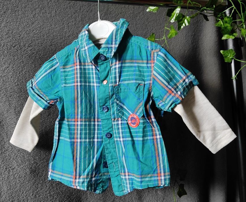 Koszula na krótki rękaw + bluzka 80