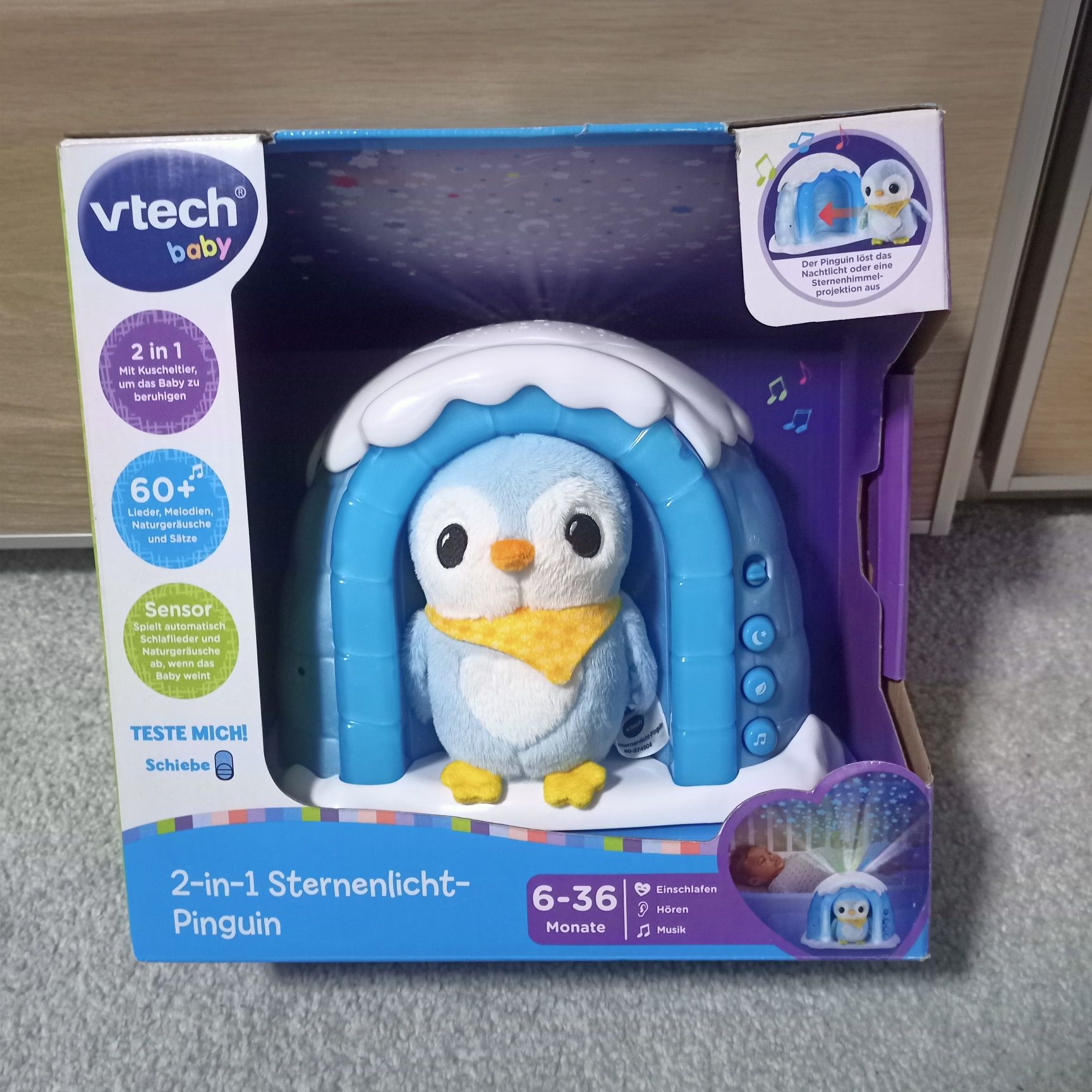 Vtech - 2 w 1 Gwiezdny pingwin z szumem i projektorem
