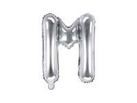 Balon foliowy w kształcie litery M 80 cm srebrny M414