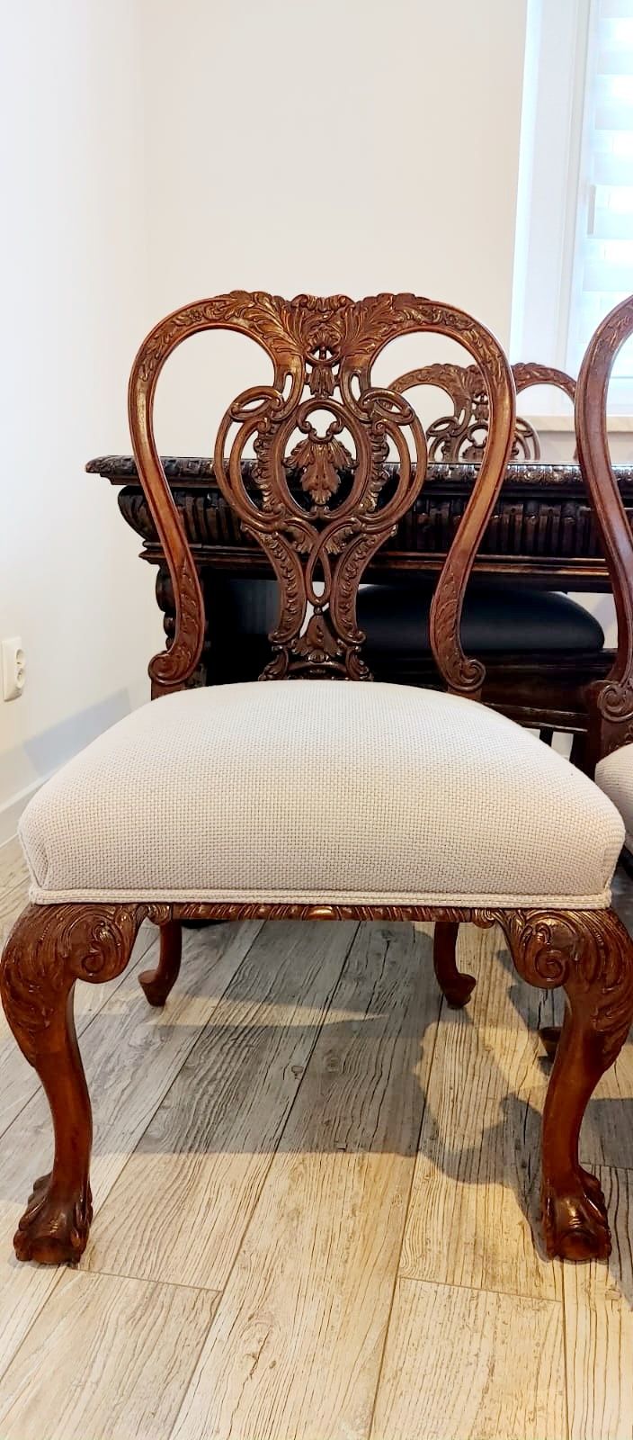 Stół dębowy i 6 krzeseł z Mahoniu, Antyk, Pierwsza połowa XIX wieku, U