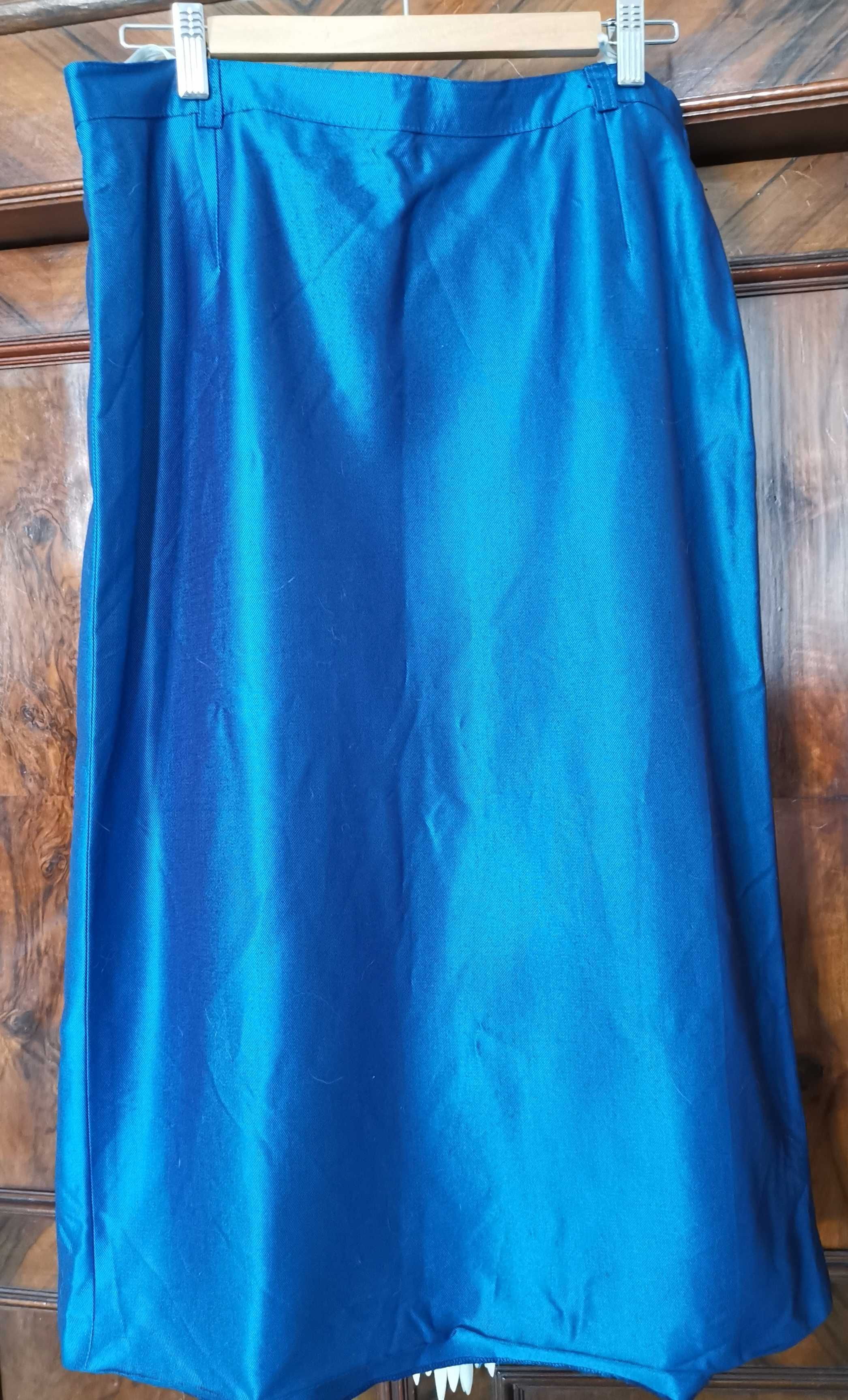 Piekna spodnica midi vintage kobalt wiskoza r.XL r.L