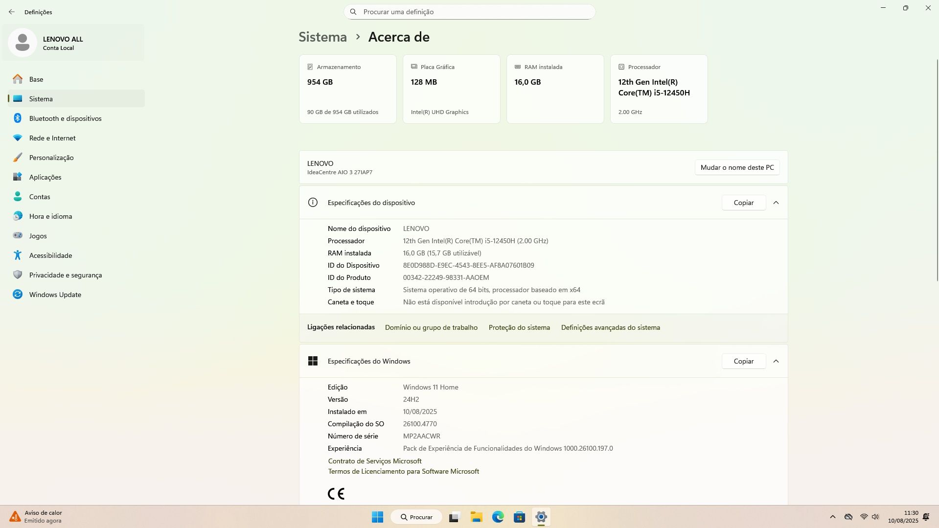 Computador All-in-One Lenovo IdeaCentre AIO 3 (27” FHD, Intel Core i5)
