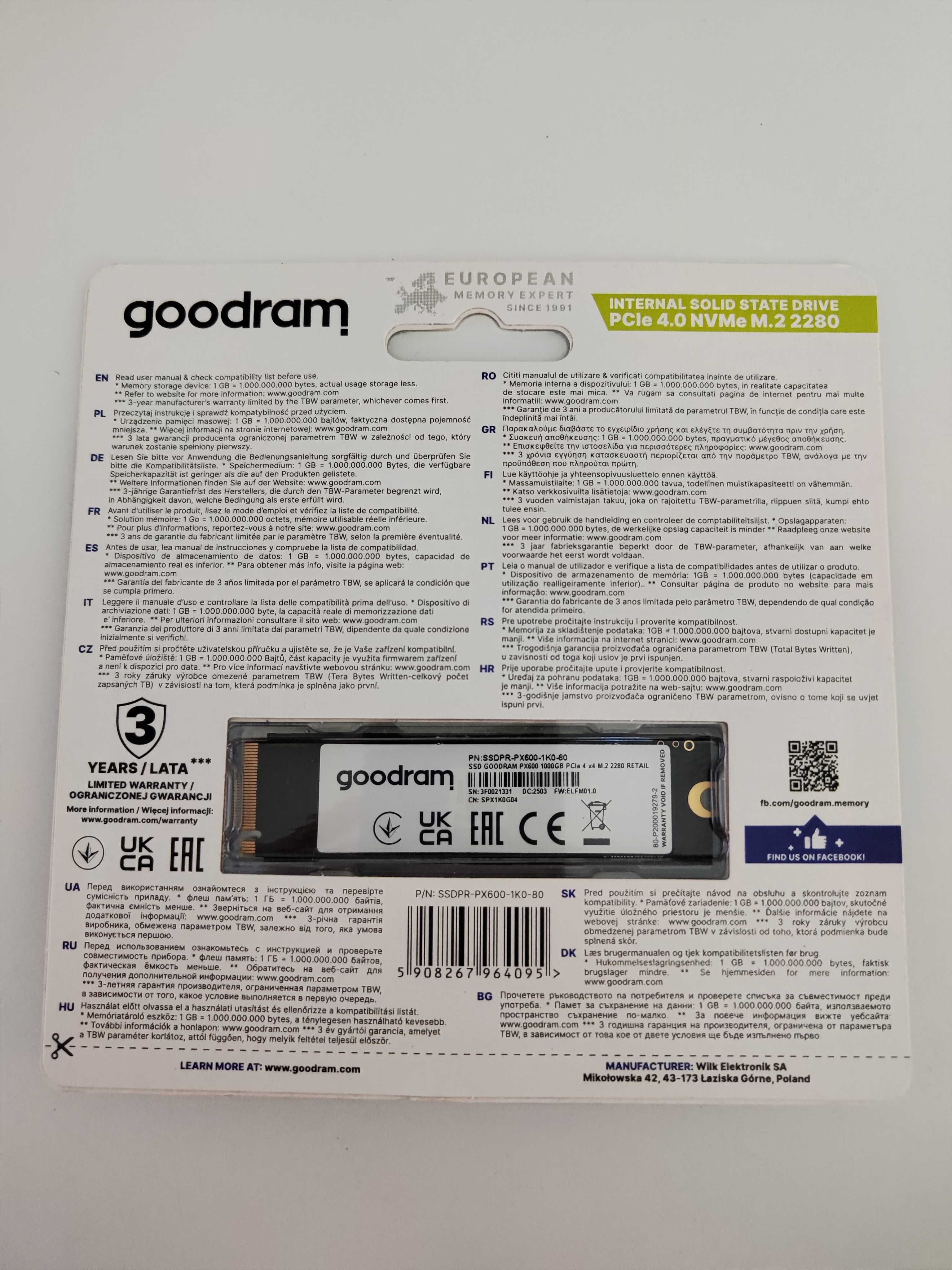 NOWY Dysk SSD GoodRam 1TB M.2 NVMe PX600 5GB/s | Super szybki