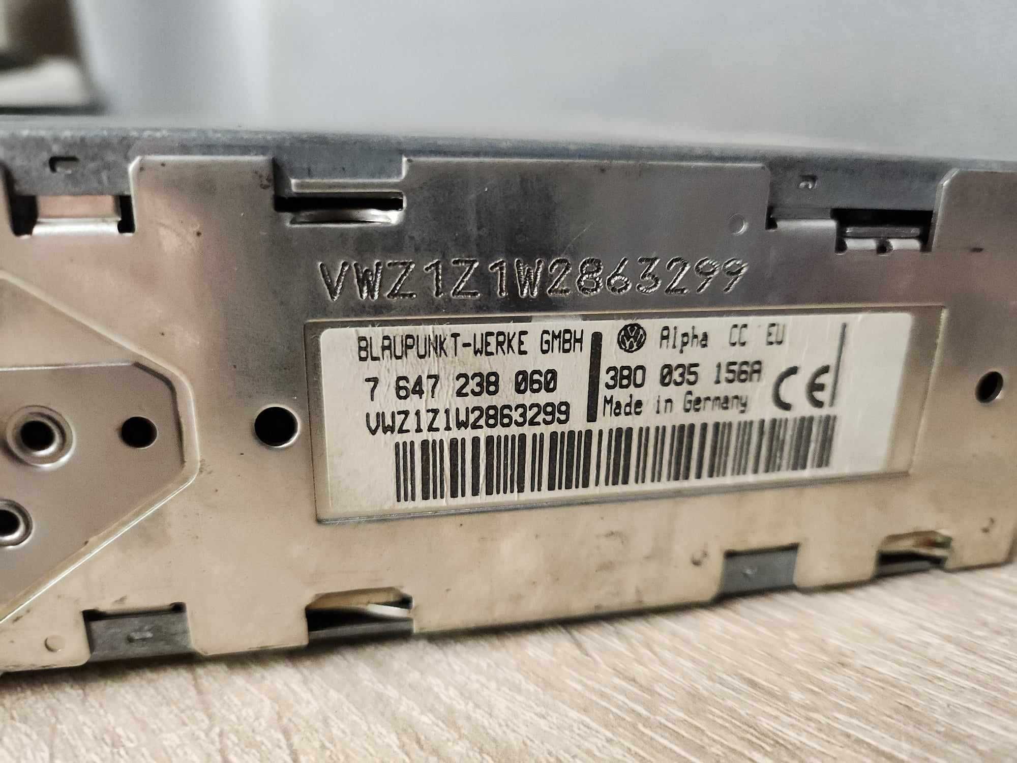Radio samochodowe Alpha CC VW Volkswagen Golf transporter Passat + kod