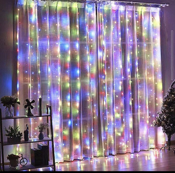 Гірлянда штора РОСА 2М*3М Світлодіодна, USB, 200 LED, Нова, 8 режимів