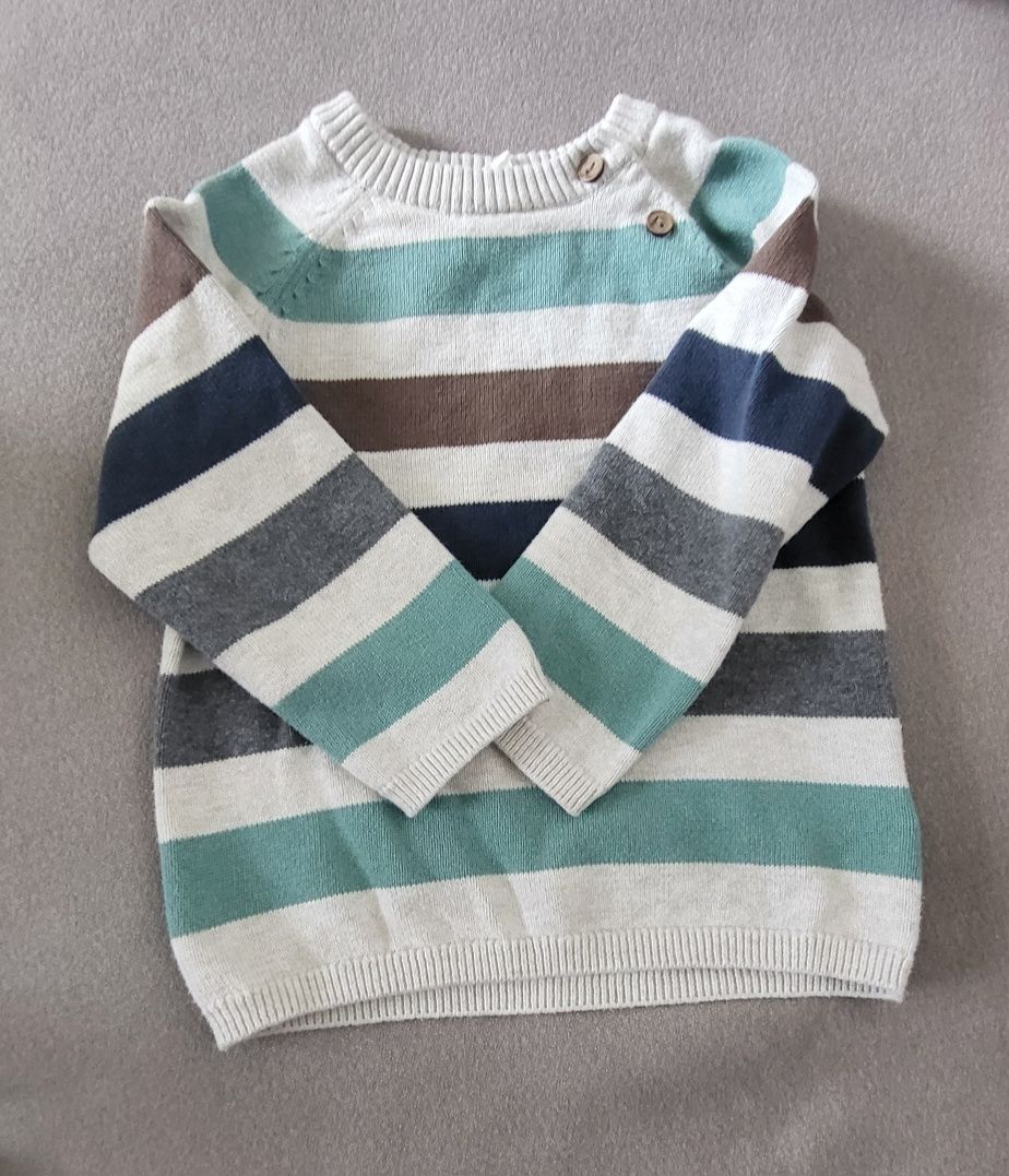 Sweterek chłopięcy w paski, rozmiar 92