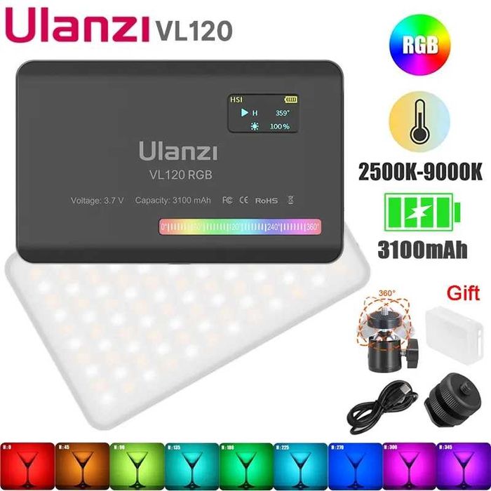 Lampa fotograficzna Ulanzi VL120 KOLOR CZARNY