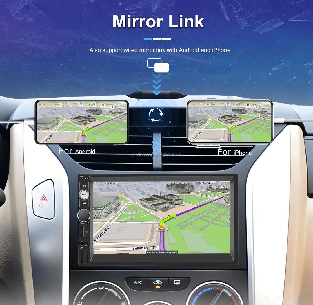 Rádio 2din 7" CARPLAY e Android Auto sem fios Bluetooth FM USB novo