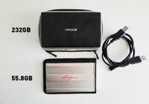 2 Discos externos (232GB+55.8GB) + 2capas protetoras