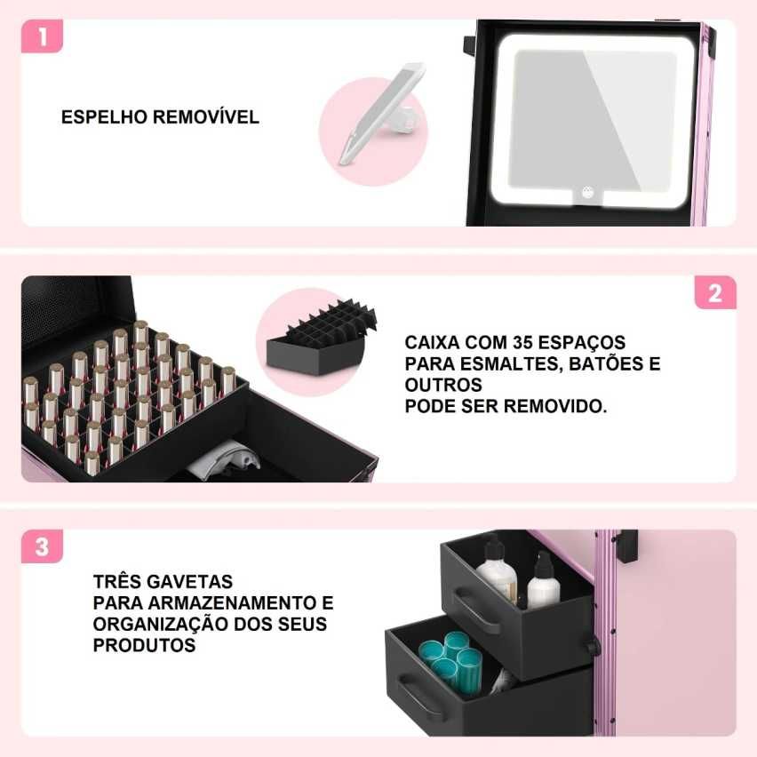 Mala de Maquilhagem Profissional com Mesa e Gavetas (NOVA)